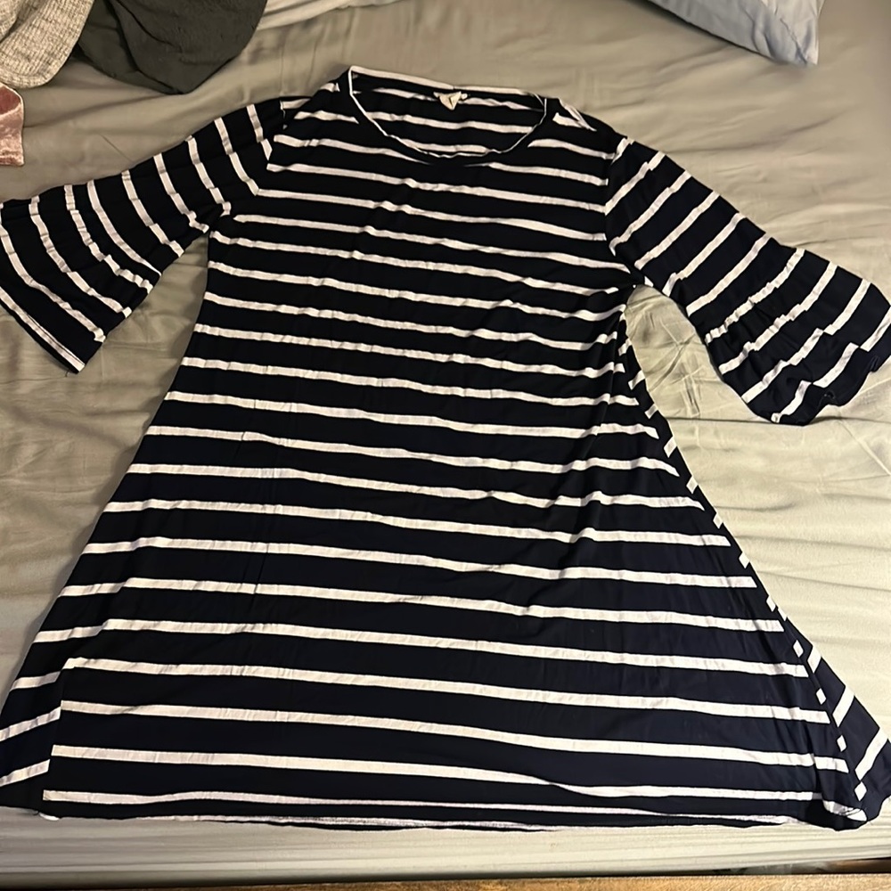 Black and white striped dress